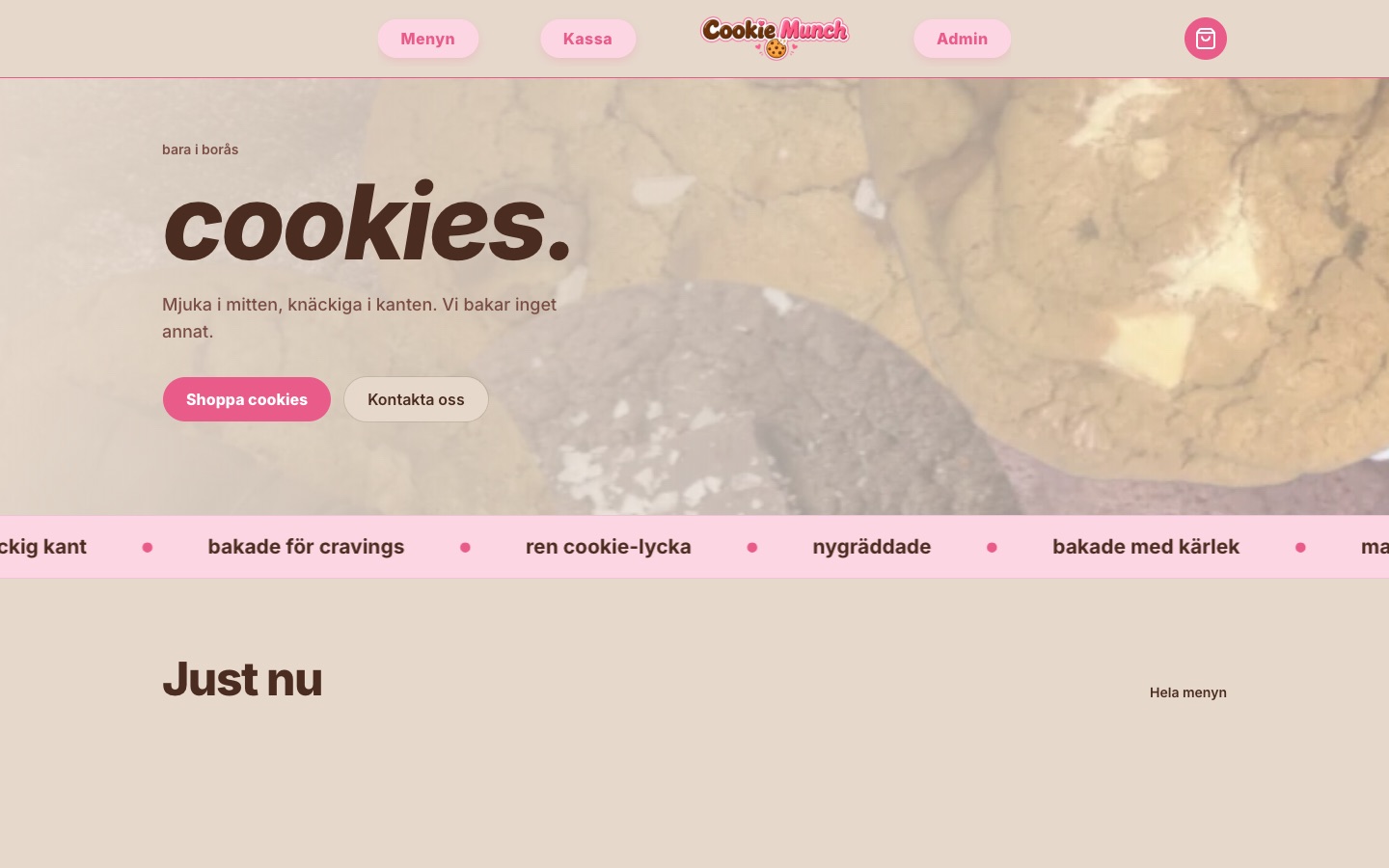 Cookie Munchs hemsida i datorn