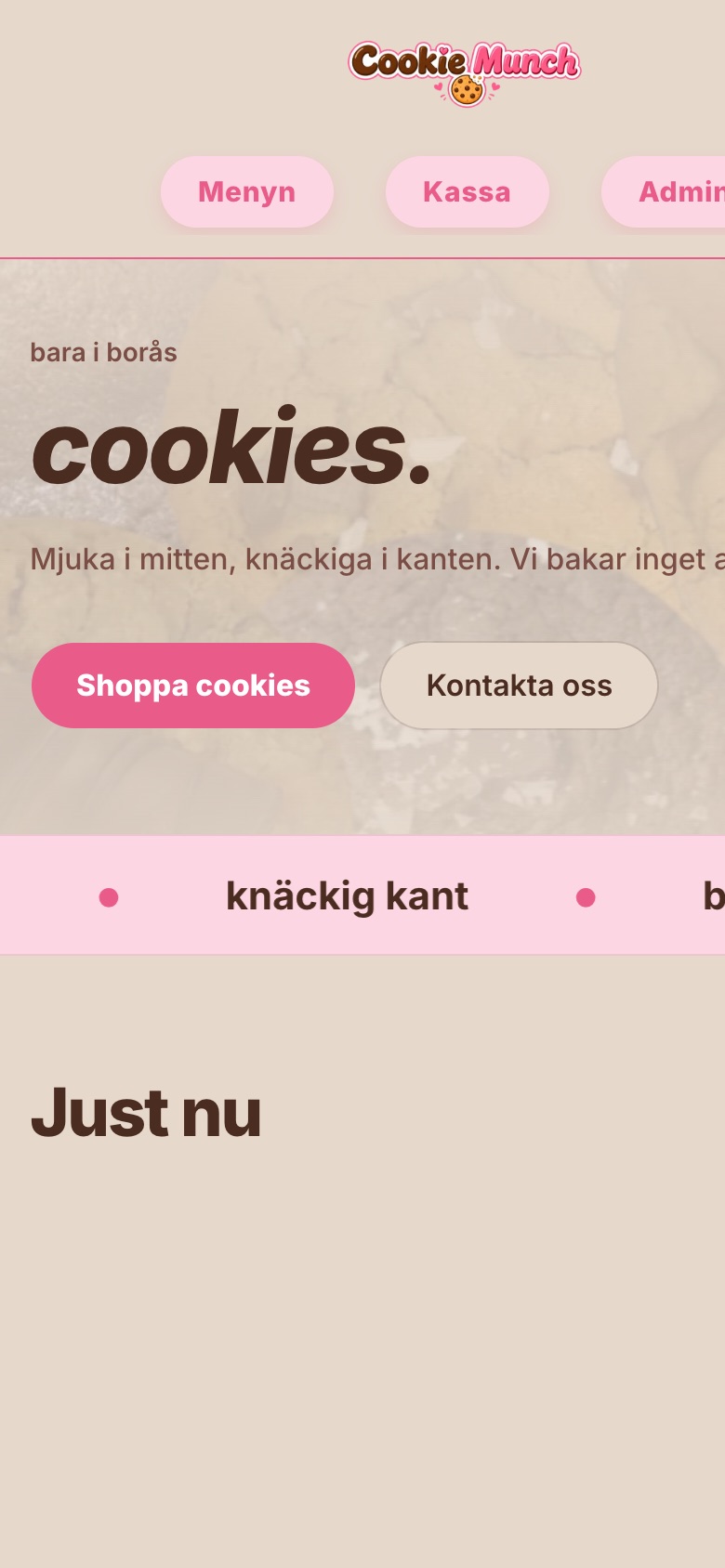 Cookie Munchs hemsida i mobilen