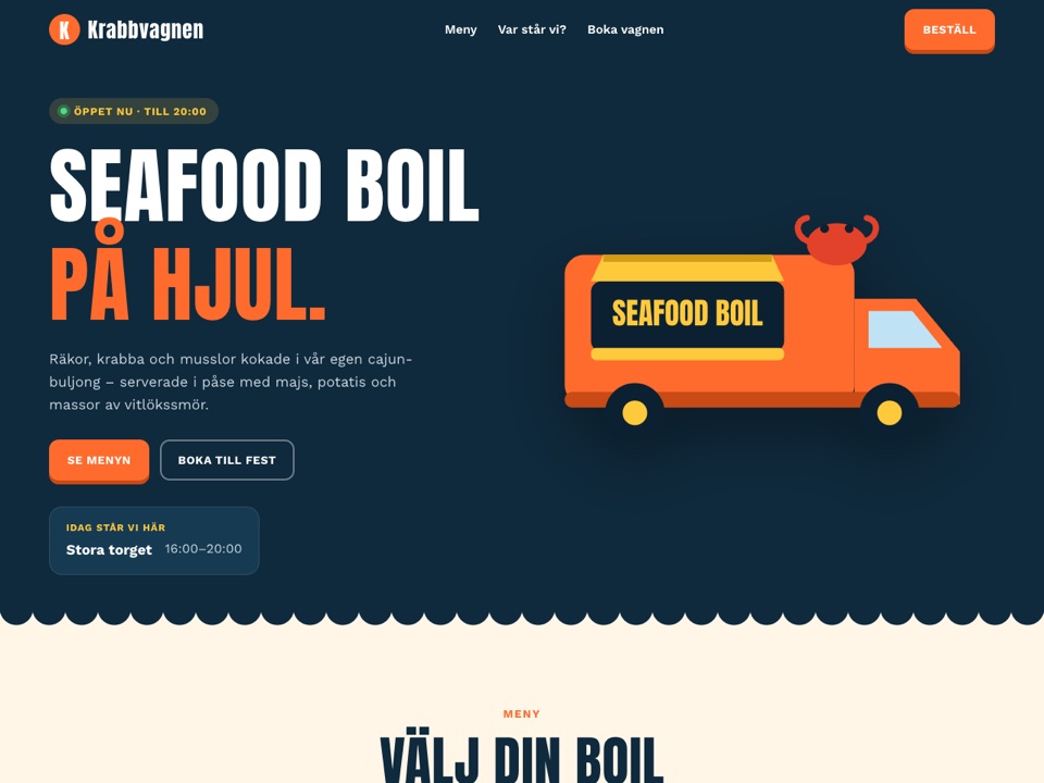 Exempel på hemsida för en food truck